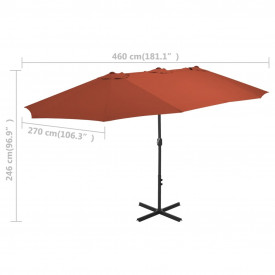 vidaXL Umbrelă de soare exterior stâlp aluminiu, cărămiziu, 460x270 cm - Img 8