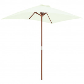 vidaXL Umbrelă de soare, exterior, stâlp lemn, 150x200 cm, nisipiu - Img 4