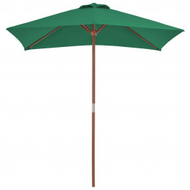 vidaXL Umbrelă de soare, exterior, stâlp lemn, 150x200 cm, verde - Img 2