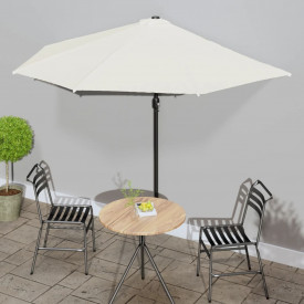 vidaXL Umbrelă de soare, semicerc, tijă aluminiu, nisipiu, 300x150 cm