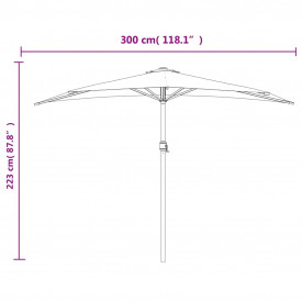 vidaXL Umbrelă de soare, semicerc, tijă aluminiu, nisipiu, 300x150 cm - Img 9