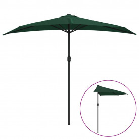 vidaXL Umbrelă de soare, semicerc, tijă aluminiu, verde, 270x135 cm - Img 2