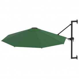 vidaXL Umbrelă soare, montaj pe perete, tijă metalică, verde, 300 cm - Img 2