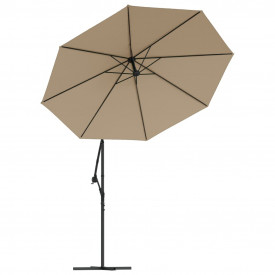 vidaXL Umbrelă suspendată cu LED și stâlp de oțel, gri taupe, 300 cm - Img 4