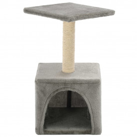 Ansamblu pentru pisici, stâlp cu funie de sisal, 55 cm, gri - Img 3