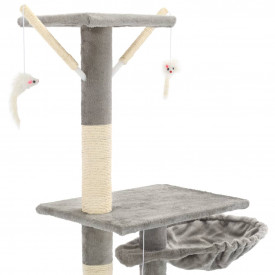Ansamblu pentru pisici, stâlpi din funie sisal, 230-250 cm, gri - Img 5