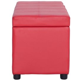 Bancă, compartiment de depozitare, roșu, 116 cm piele ecologică - Img 3