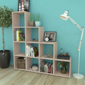 Bibliotecă/etajeră în trepte, 142 cm, stejar - Img 1