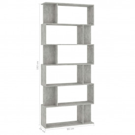 Bibliotecă/Separator cameră, gri beton, 80 x 24 x 192 cm, PAL - Img 7