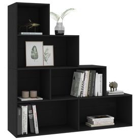 Bibliotecă/Separator cameră, negru, 155x24x160 cm, PAL - Img 3