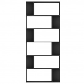 Bibliotecă/Separator cameră, negru, 80 x 24 x 192 cm, PAL - Img 5