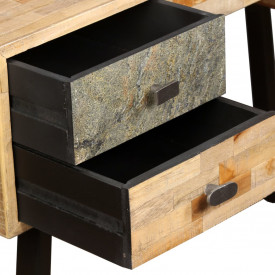Birou Lemn masiv de tec reciclat 110x50x76 cm - Img 6