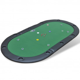 Blat de masă de poker pentru 10 jucători, pliabil, verde - Img 1