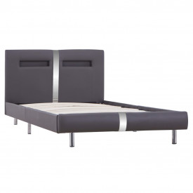 Cadru de pat cu LED, gri, 90 x 200 cm, piele artificială - Img 3