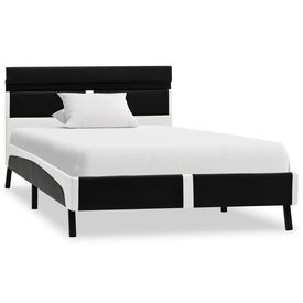 Cadru de pat cu LED, negru, 90 x 200 cm, piele artificială