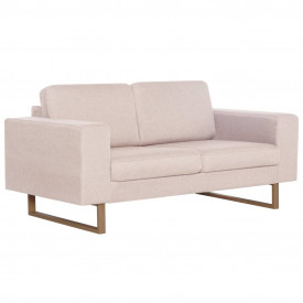 Canapea cu 2 locuri, crem, material textil - Img 2