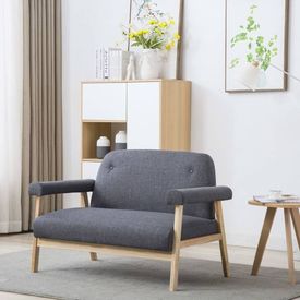 Canapea cu 2 locuri, material textil, gri închis