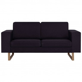 Canapea cu 2 locuri, negru, material textil - Img 3