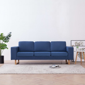 Canapea cu 3 locuri, albastru, material textil