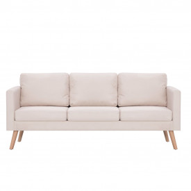 Canapea cu 3 locuri, crem, material textil - Img 3