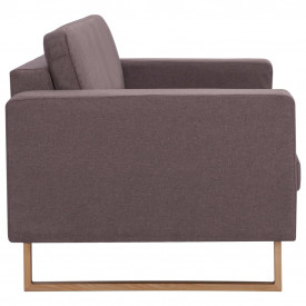 Canapea cu 3 locuri, gri taupe, material textil - Img 4