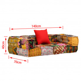 Canapea modulară cu 2 locuri, brațe, material textil, patchwork - Img 9