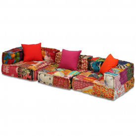 Canapea modulară cu 3 locuri Textil, Model Petice - Img 6