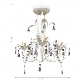 Candelabre suspendate de plafon cu cristale 2 buc. alb elegant - Img 6