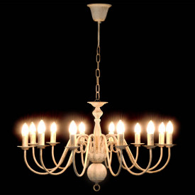 Candelabru, alb vintage, 12 becuri E14 - Img 3