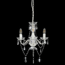 Candelabru cu mărgele, alb, rotund, 3 becuri E14 - Img 3