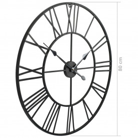 Ceas de perete vintage, cu cuarț, lemn și metal, XXL, 80 cm - Img 6
