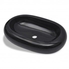 Chiuvetă de baie din ceramică, ovală, negru - Img 2