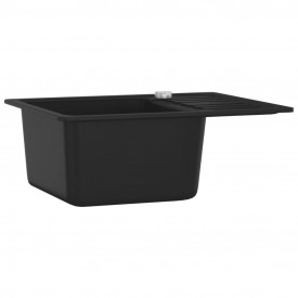 Chiuvetă de bucătărie din granit, un singur bazin, negru - Img 3