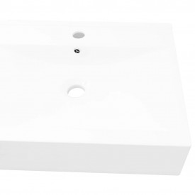 Chiuvetă dreptunghiulară din ceramică cu preaplin și scurgere 60x46 cm - Img 3
