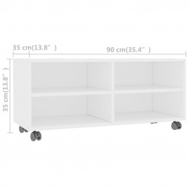 Comodă TV cu rotile, alb, 90x35x35, PAL - Img 6