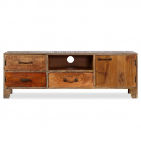 Comodă TV din lemn masiv de acacia, vintage, 118 x 30 x 40 cm - Img 2