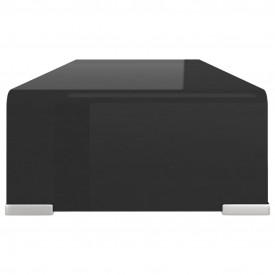 Comodă TV / suport monitor din sticlă, negru, 60 x 25 x 11 cm - Img 4