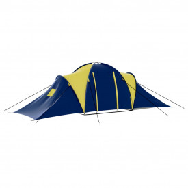 Cort camping material textil, 9 persoane, albastru și galben - Img 3
