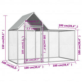 Coteț de găini, 2 x 1 x 1,5 m, oțel galvanizat - Img 6