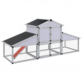 Coteț pentru păsări din aluminiu cu țarc și cutie pentru cuibar