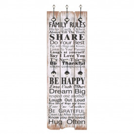 Cuier de perete cu 6 cârlige, 120 x 40 cm, FAMILY RULES - Img 2