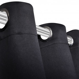 Draperii blackout 2 bucăți 135 x 245 cm cu inele metalice Negru - Img 4