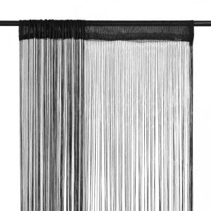 Draperii cu franjuri, 2 buc., 140 x 250 cm, negru - Img 1