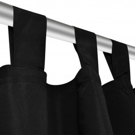 Draperii micro-satin cu bride 140 x 225 cm, Negru, 2 buc. - Img 4