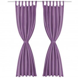 Draperii micro-satin cu bride, 2 buc, 140 x 175 cm, violet - Img 2