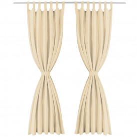 Draperii micro-satin cu bride, 2 buc, 140 x 245 cm, bej - Img 2