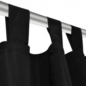 Draperii micro-satin cu bride, 2 buc, 140 x 245 cm, negru - Img 4
