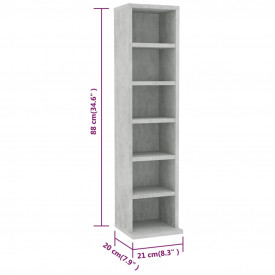 Dulap CD-uri, gri beton extralucios, 21x16x88 cm, PAL - Img 6