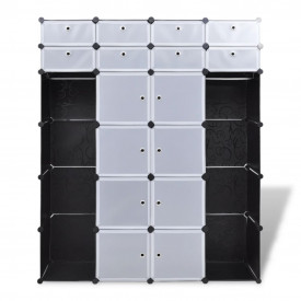 Dulap modular cu 18 compartimente alb și negru 37x146x180,5 cm - Img 6
