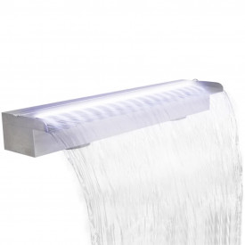 Fântână cascadă cu LED pentru piscină, din oțel inoxidabil, 90 cm - Img 1
